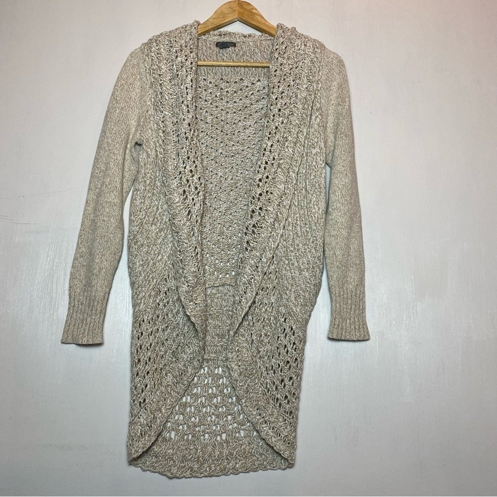 Eddie Bauer Cardigan Women's Medium Open Knit Extra Long‎  Neutral